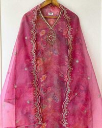 Unstitched organza salwar suit set