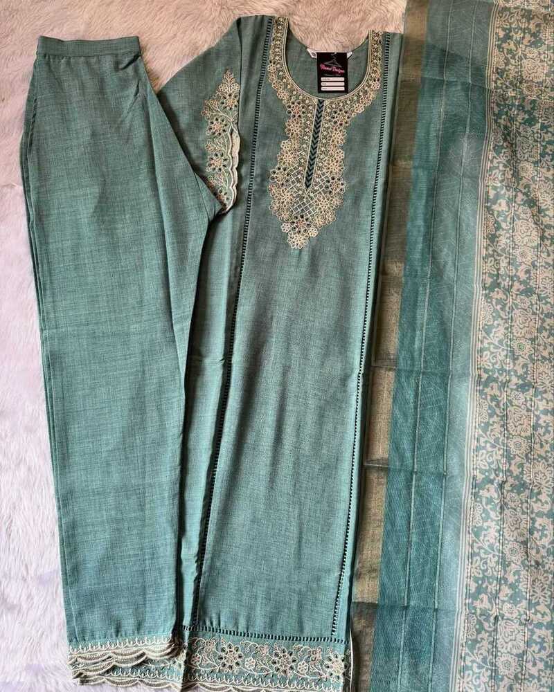 Pure khadi cotton design with chikankari work