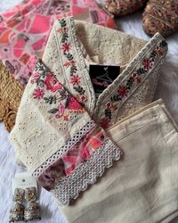 Pure khadi cotton design with chikankari work
