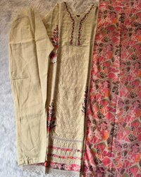 Pure khadi cotton design with chikankari work