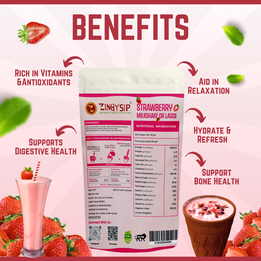 Strawberry Flavour Lassi Milkshake