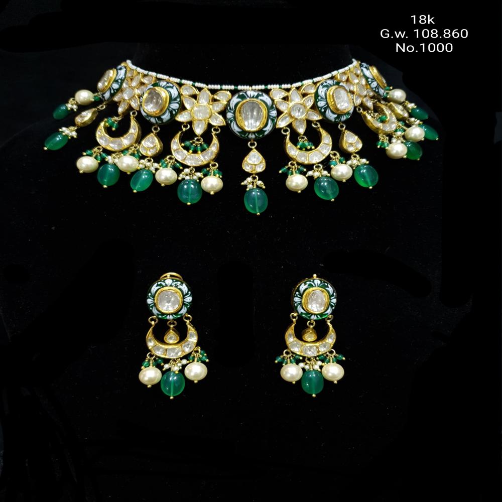 18 kt Designer Kundan Meena Polki Diamond Chokar Set