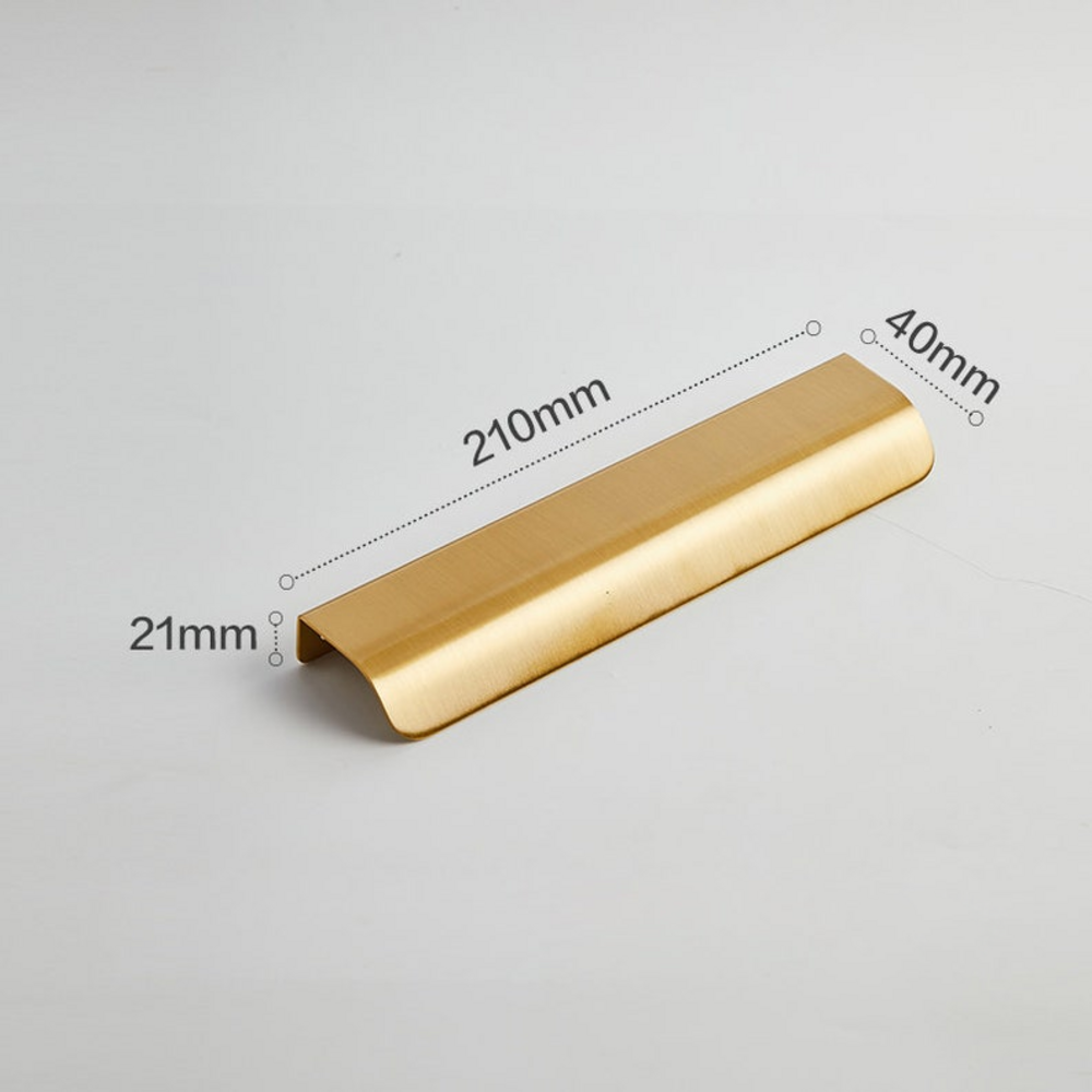 Wren Lip Pull Handle | Kitchen Cabinet Pull | Hidden Pull | Dresser Handle | Wardrobe Handle | Curved Pull | Leaf Handle - Color: Matte Gold