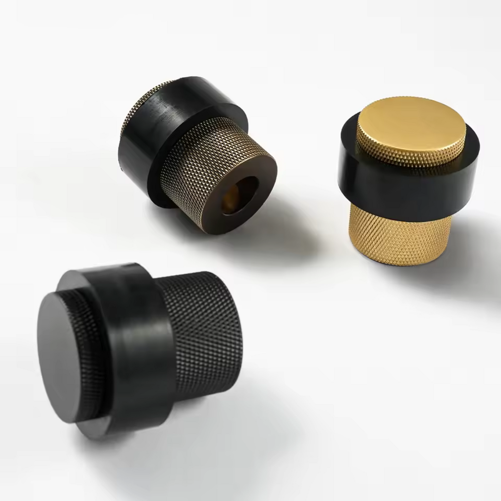 Clifftop Knurled Brass Door Stop | Floor Bumper | Non-Magnetic Door Holder