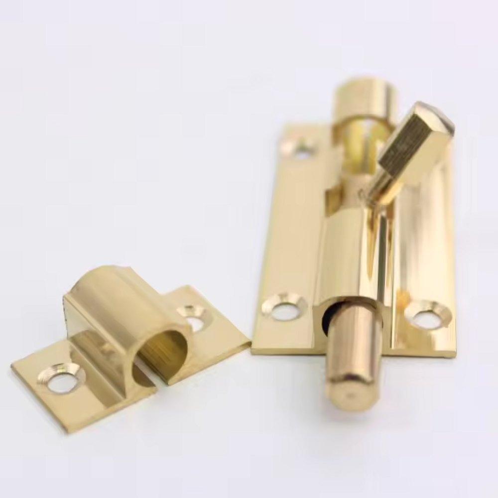 Oceanic Brass Door Stopper | Sturdy Door Stop | Tower Bolt | Barrel Bolt - Color: Matte Gold