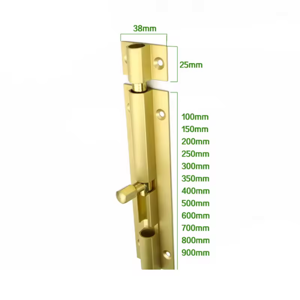 Oceanic Brass Door Stopper | Sturdy Door Stop | Tower Bolt | Barrel Bolt - Color: Matte Gold