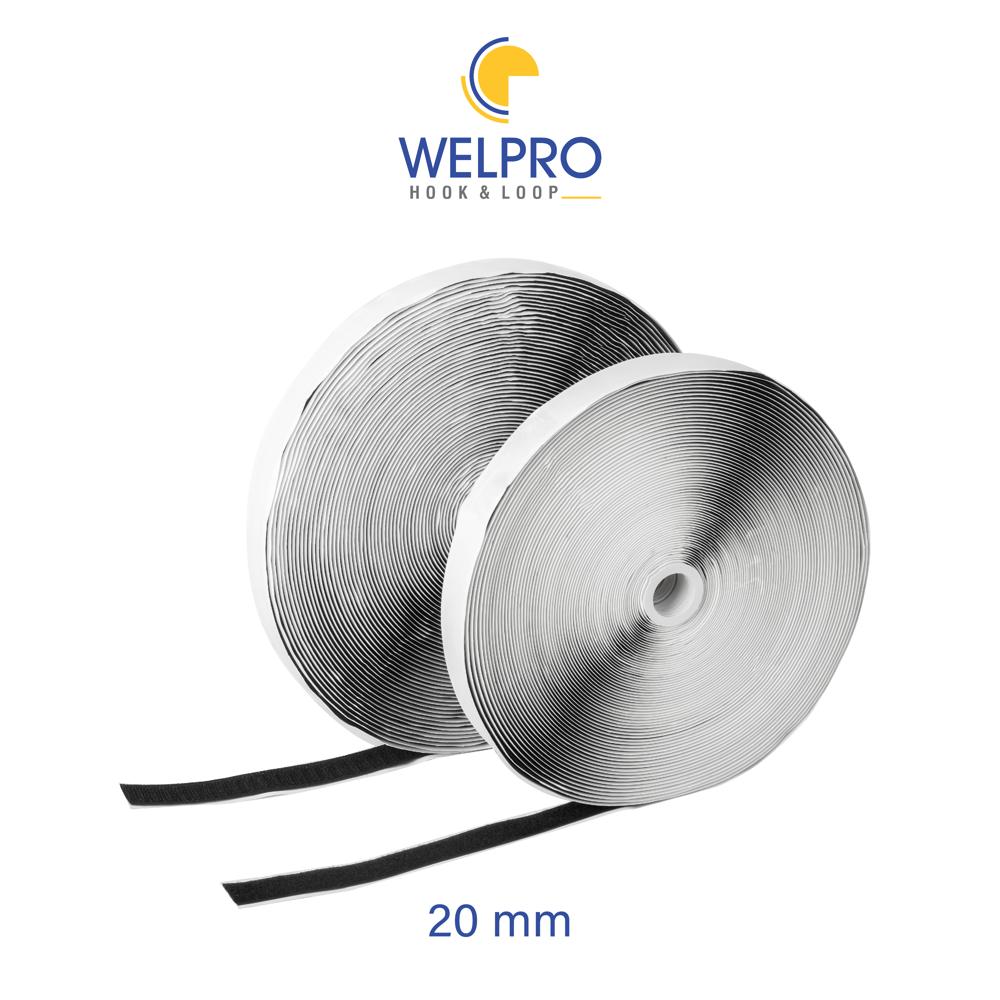 20 Mm Hook And Loop Tape - Nylon & Polyester, 20 Mm Size, Black Color | High Quality, Durable, Plain Pattern For Commercial Garment Use