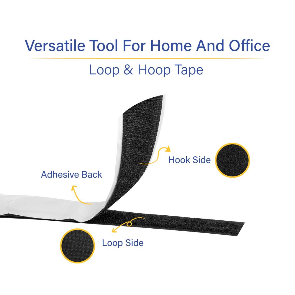 20 Mm Hook And Loop Tape - Nylon & Polyester, 20 Mm Size, Black Color | High Quality, Durable, Plain Pattern For Commercial Garment Use