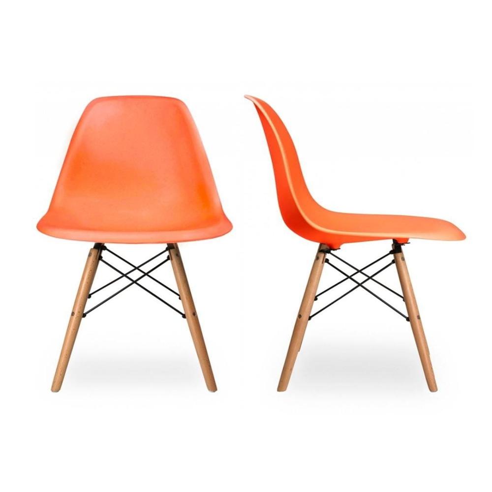 Om Woods Wood Leg Chair - Plastic, Indoor Furniture | Eco-friendly, Smooth Finish, Indian Style, Ergonomic Design, Versatile Use