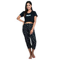 144 Spr-av Relax Printed Capri - Color: Black