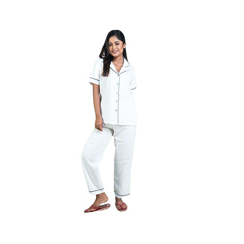 178Rvo Ornate Half Sleeve Night Suits - Color: White
