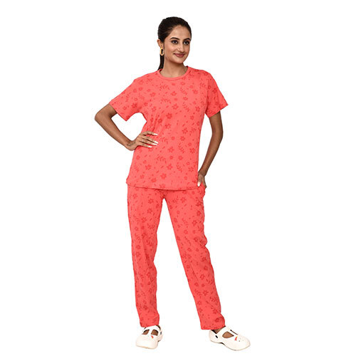 403Css Pajama And Half Sleeve Tshirt Co-Ord Set - Color: Red