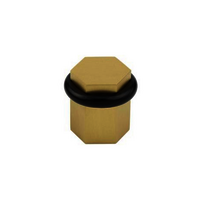 Quasar Brass Door Stop | Floor Bumper | Non-magnetic Hexagonal Door Holder - Color: Matte Gold
