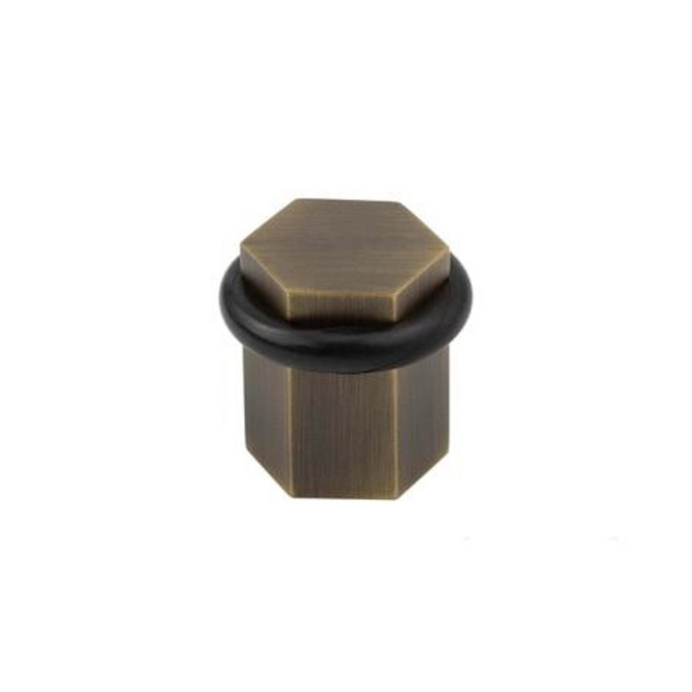 Quasar Brass Door Stop | Floor Bumper | Non-magnetic Hexagonal Door Holder