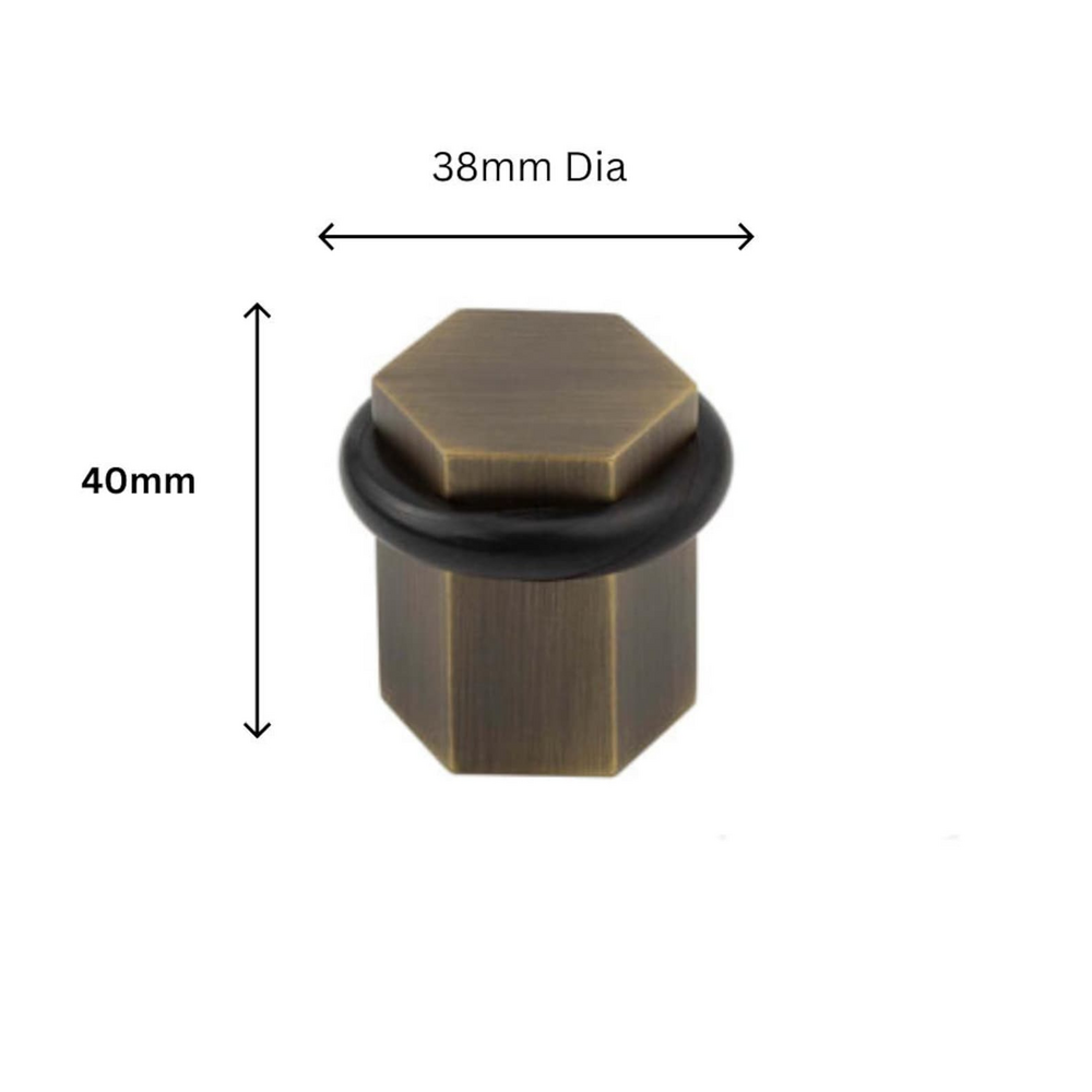 Quasar Brass Door Stop | Floor Bumper | Non-magnetic Hexagonal Door Holder