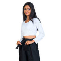339Afr Full Sleeve Crop Top - Color: White