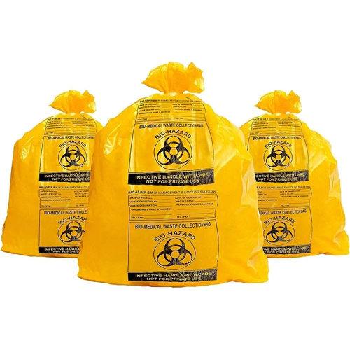 Printed Bio Medical Waste Collection Bags - Color: Yellow