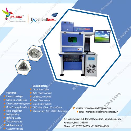 Multi Cutting Diamond Laser Machine Manufacturer - Dimension (L*w*h): 915 X 660 X 1450 Millimeter (Mm)