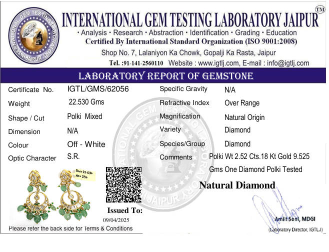 18kt Uncut Diamond Polki Earring