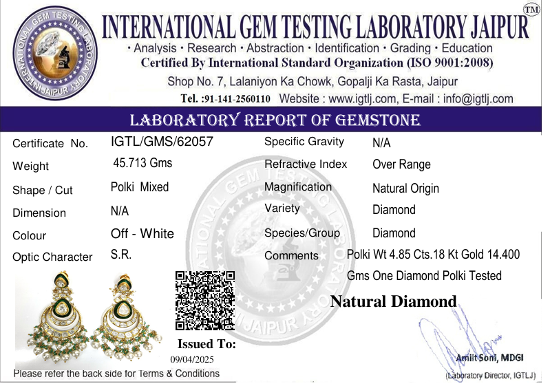 18kt Diamond Polki Chandbali