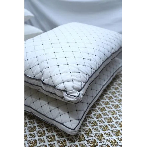 Quilted Pillow - Satin/polyester/cotton Blend, Customized Dimensions Available, White Color, Designed For Adults, Babies, And Children - Breathable, Disposable, Plain Dyed