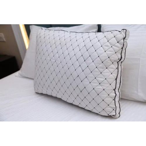Quilted Pillow - Satin/polyester/cotton Blend, Customized Dimensions Available, White Color, Designed For Adults, Babies, And Children - Breathable, Disposable, Plain Dyed