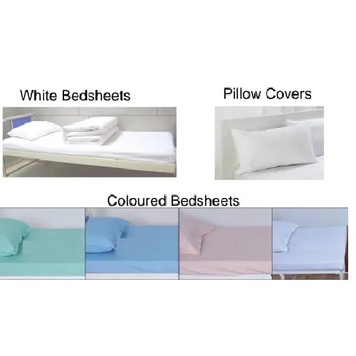 Hospital Bed Sheet - Cotton 7 Ft Length Multicolor No Shrinkage Machine Washable | Plain Design For Hospital And Hotel Usage