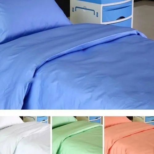 Hospital Bed Sheet - Cotton 7 Ft Length Multicolor No Shrinkage Machine Washable | Plain Design For Hospital And Hotel Usage