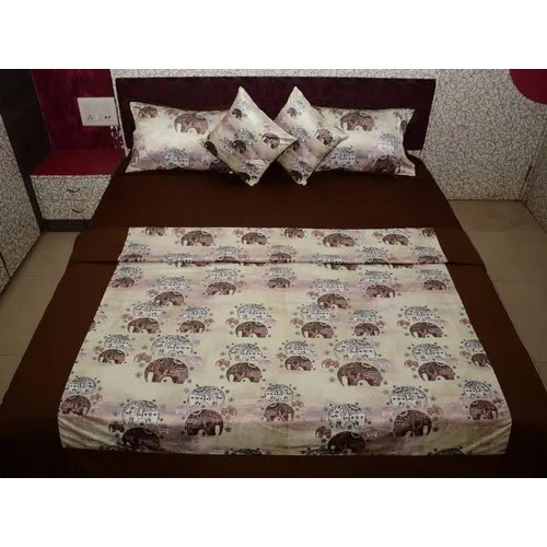 Plain Cotton Bedsheet With Digital Dohar Set