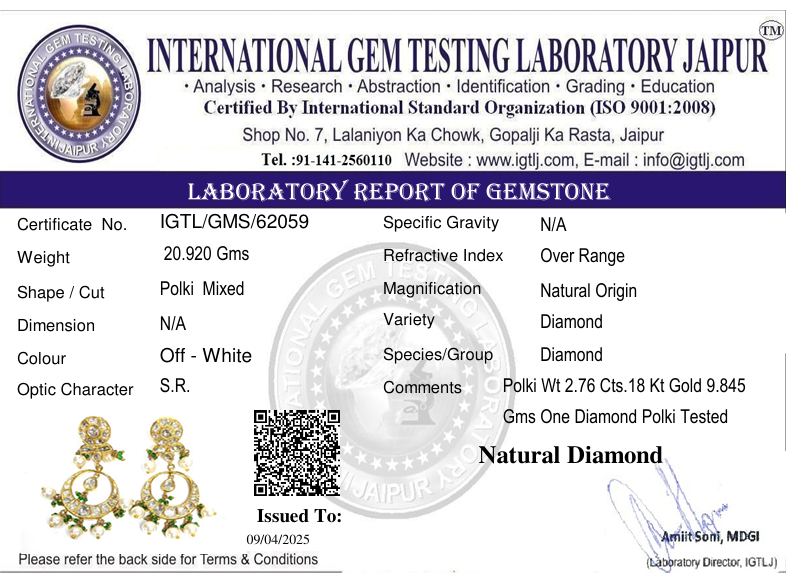 18kt Kundan Polki Chandbali Earring