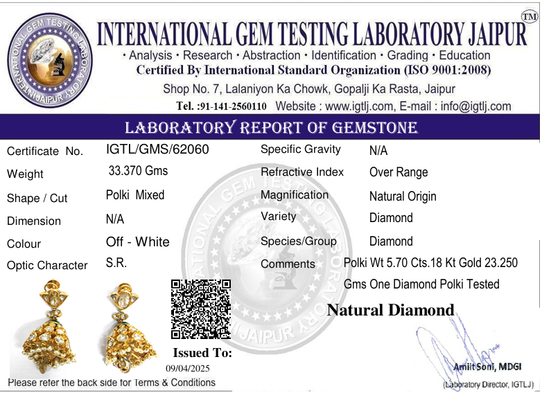 18kt Diamond Polki Jhumki Earring