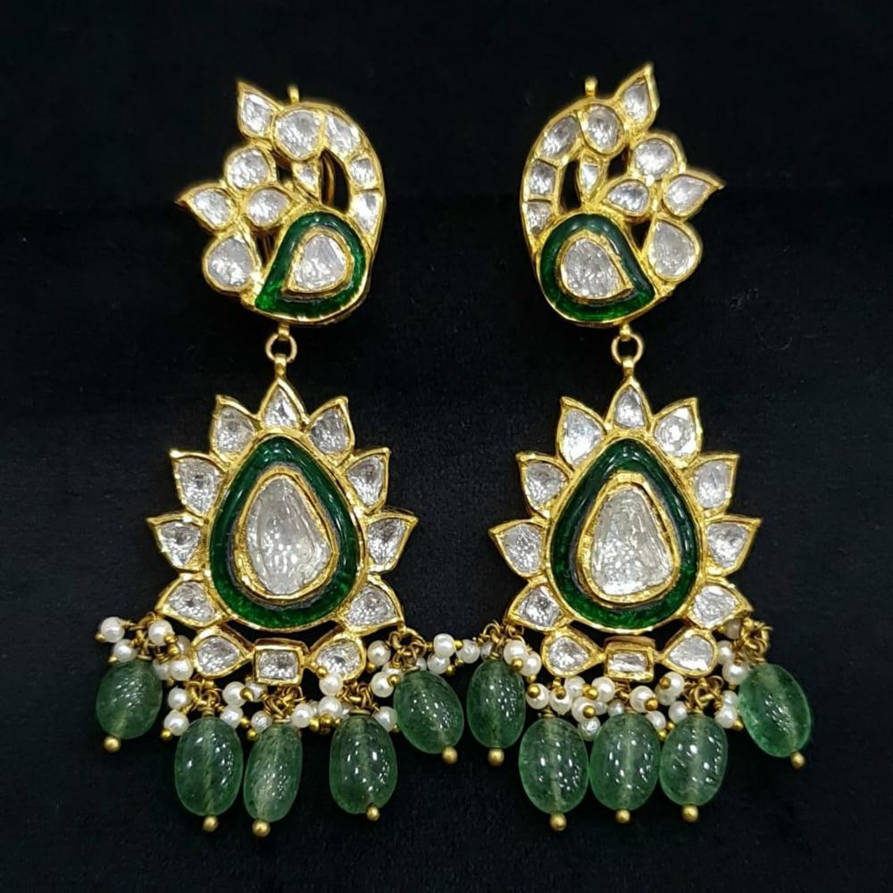 18kt Gold Jadau Polki Peacock Earring