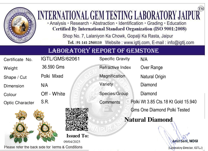 18kt Gold Jadau Polki Peacock Earring