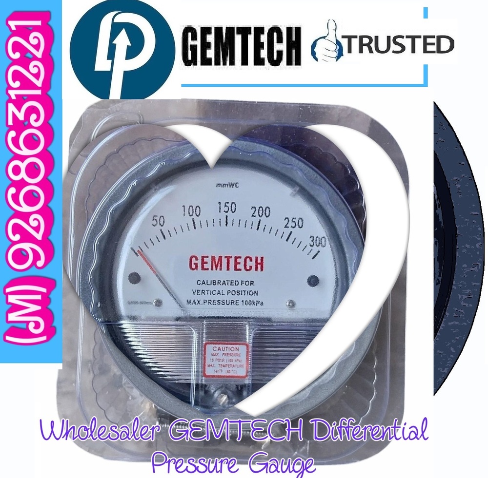 GEMTECH Differential Pressure Gauge Authorized Wholesale Dealer from D.P.ENGINEERS DELHI NCR INDIA