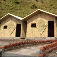 Modular Bamboo Hut - Wooden Frame With Bamboo Roof, Brown Color, Single Door, Sliding Windows, Ideal For Hotels And Restaurants, 5-10 Year Life Span