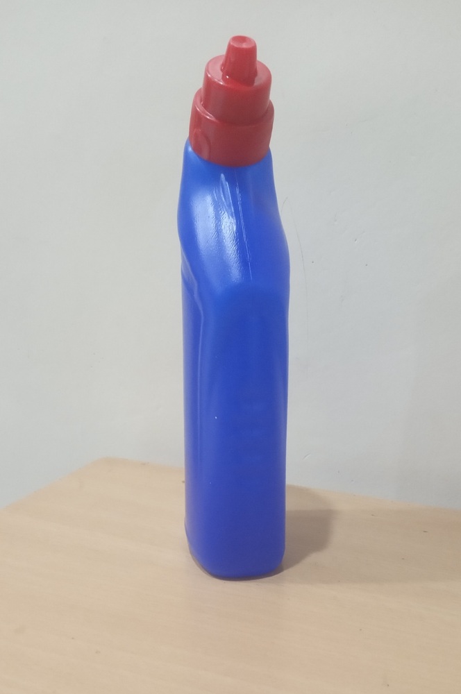 Toilet Cleaner Liquid Bottle - 250ml Capacity, Blue Plastic, Screw Cap Sealing, Oval Shape, Includes Nozzle Inner & Cap