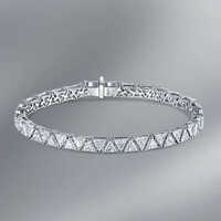 Lab-Created White Sapphire Bracelet In Sterling Silver - Diamond Cut: Good