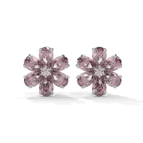 Pink Flower Diamond Earring