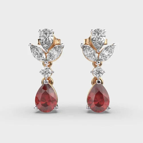 Youthful Ruby and Diamond Danglers