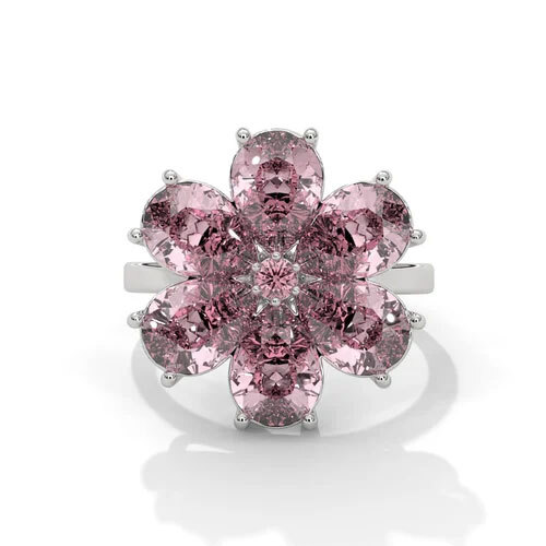 Pink Diamond Flower Ring
