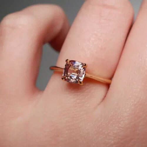 Natural Peach Pink Sapphire Cushion Cut