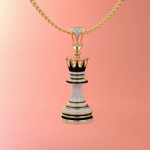Real Diamonds Chess King Diamond Pendant