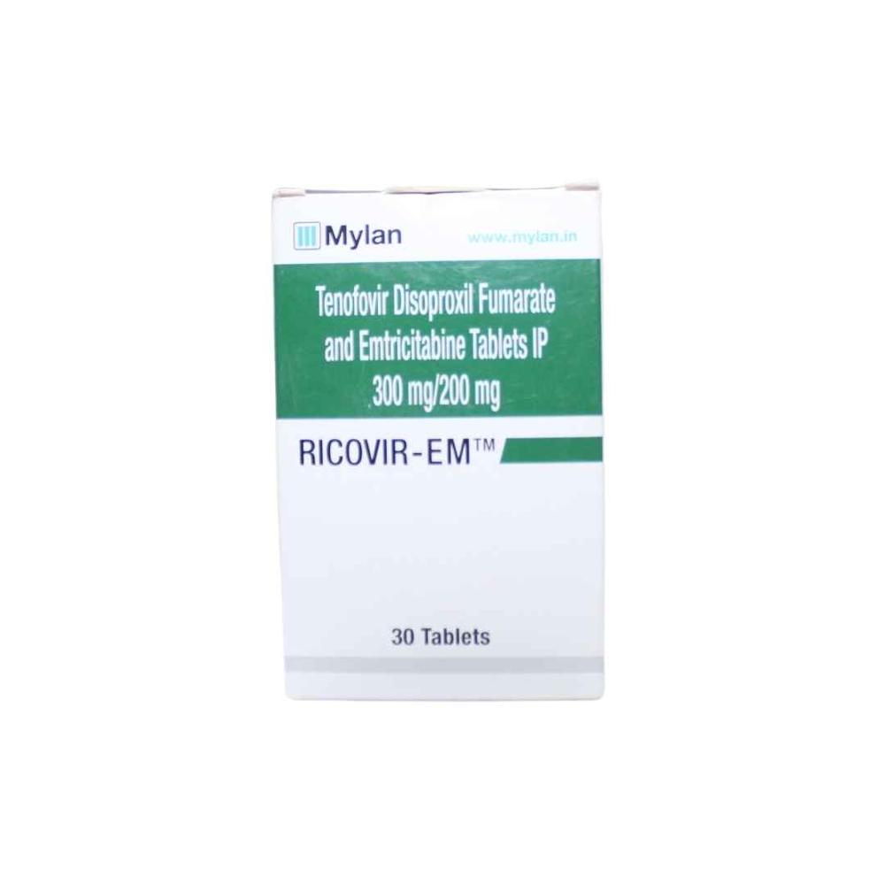 Ricovir EM  Emtricitabine 200mg + Tenofovir disoproxil fumarate 300mg Tablet 