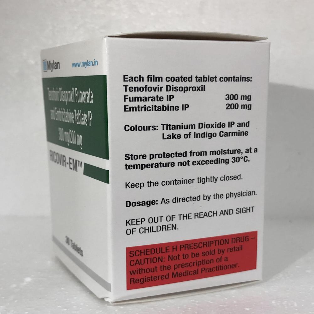 Ricovir EM  Emtricitabine 200mg + Tenofovir disoproxil fumarate 300mg Tablet 