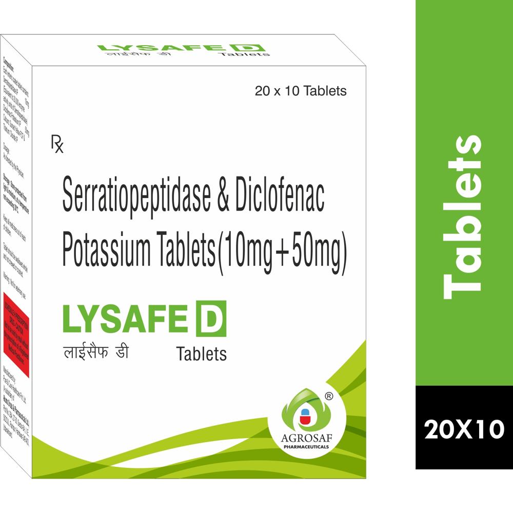LYSAFE D TABLET - Diclofenac Potassium 50mg + Serratiopeptidase 10mg