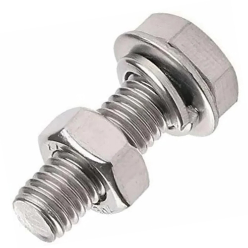 Mild Steel Hex Head Nut Bolt - Color: Silver
