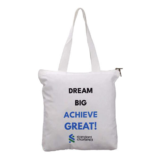 Standard Chartered Sublte White Canvas Bag - Design: Plain