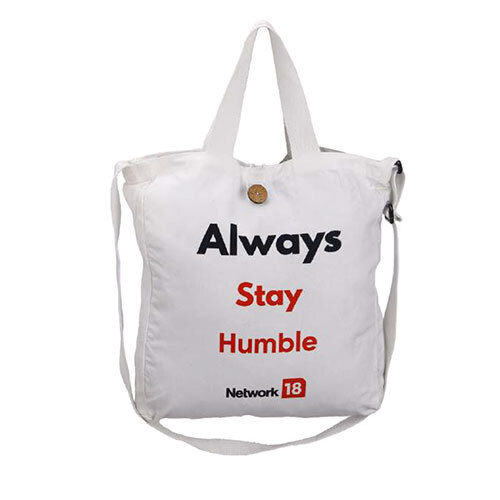 Network 18 Sublte White Canvas Bag