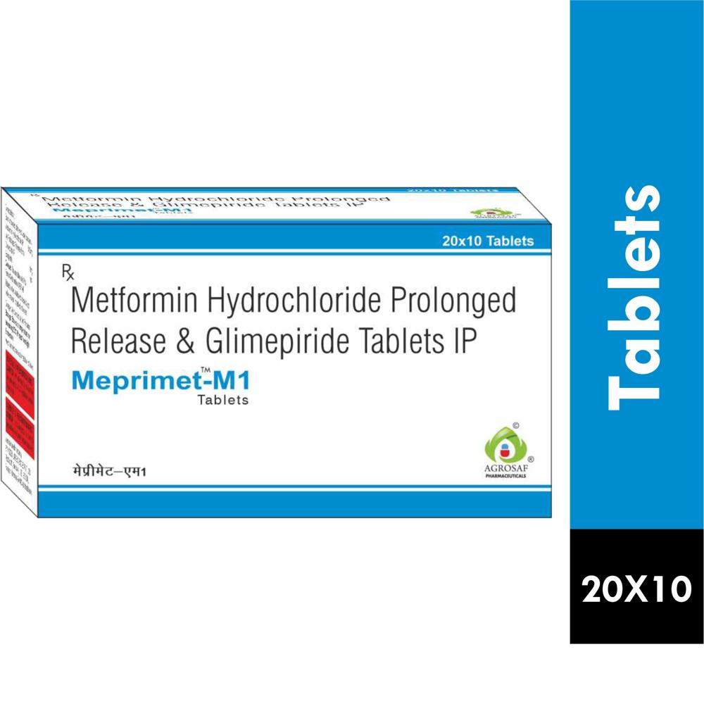MEPRIMET M1 TABLET - GLIMEPIRIDE 1MG+METFORMIN 500MG