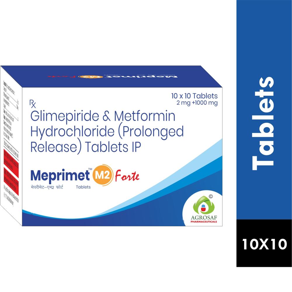 MEPRIMET M2 FORTE TABLET -Glimepiride (2mg) + Metformin (1000mg) (DOUBLE COLOR)